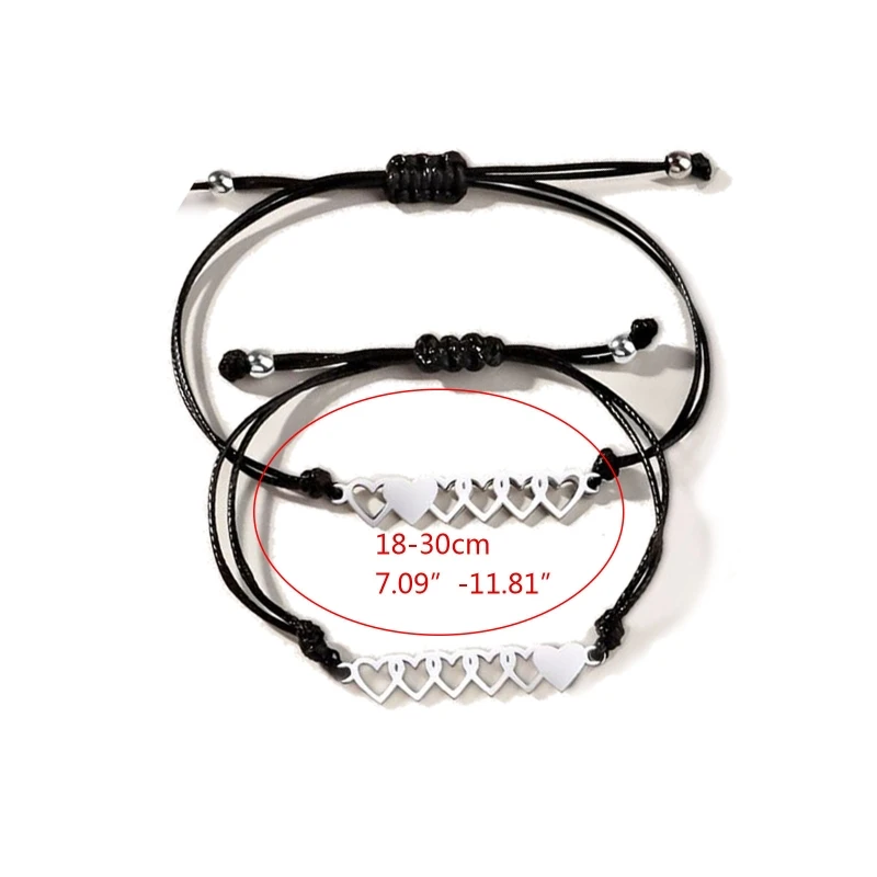 Bracciale amicizia con abbinamento gioielli a forma cuore da 6 pezzi. Bracciale a regolabile  36