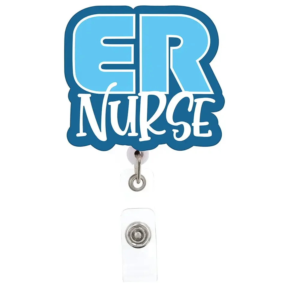 Wholesale Customized Medical Nurse Accessories Acrylic ER Badge Reel Nurse  Name ID Badge Holder for Hospital Nurse