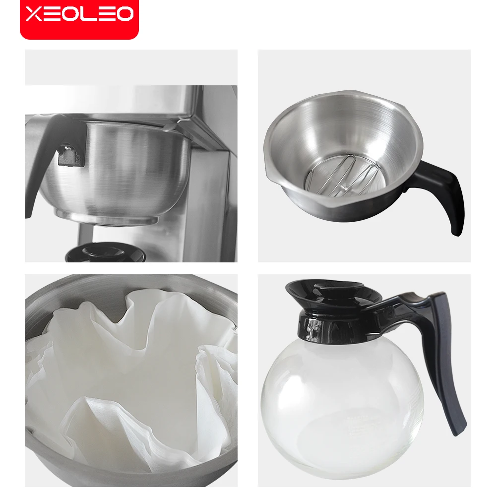 Xeoleo Commerical Coffee brewer Cafe American machine hot plate Full-Automatic Coffee machine  with Coffee Pot Coffee maker 5