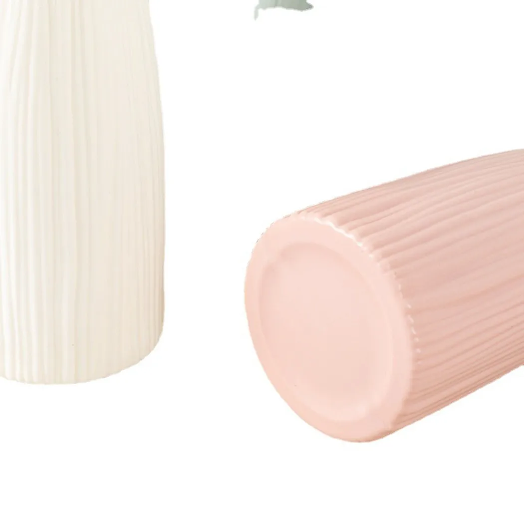 Plastic Flower Vase White Pink Imitation Ceramic Flower Pot Flower Basket Vase Home Office Decoration Garden Supplies Ornaments 5
