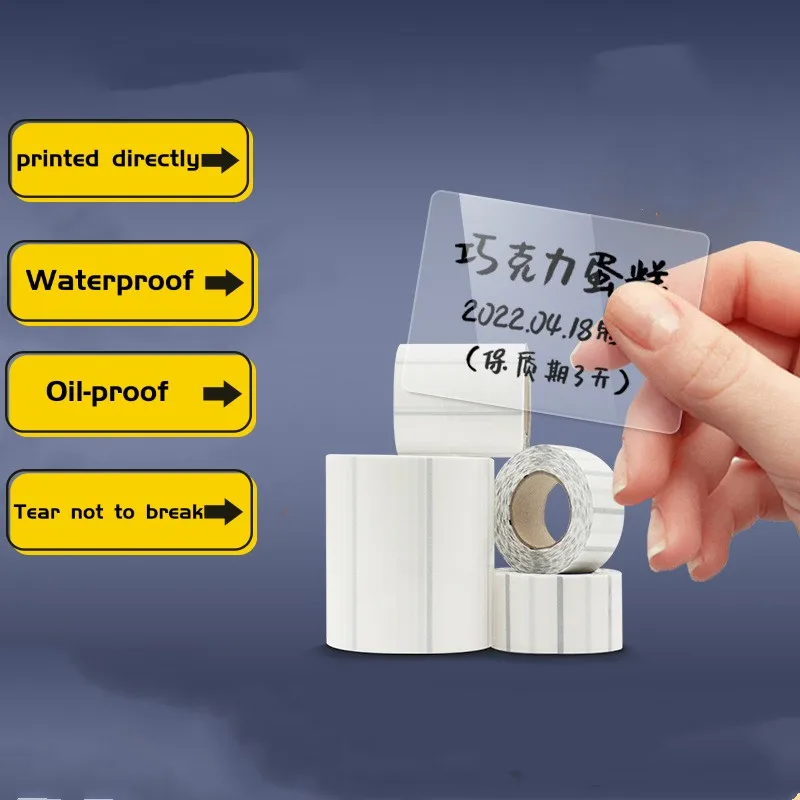 1 Roll Transparent Thermal Printing Label PVC Clear Adhesive Label ...