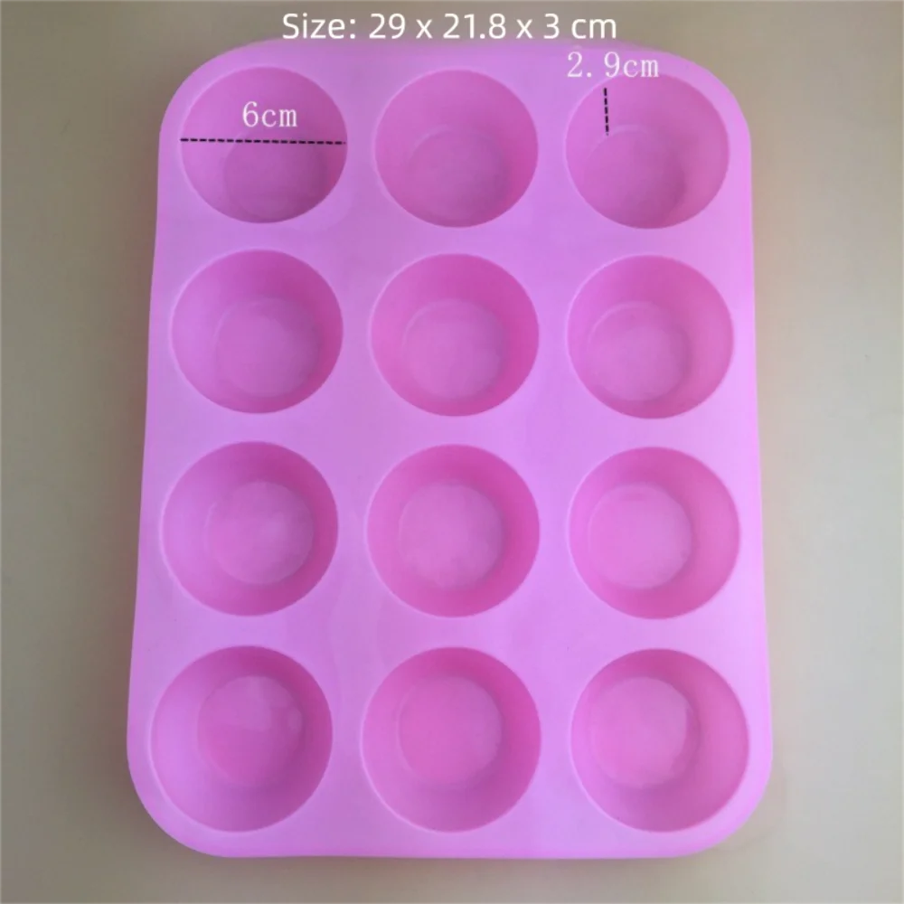Durable Round 12 Holes Silicone Cupcakes Mold Non Stick DIY Baking Mold Soap Chocolate Muffin Baking Pan Baking Tools