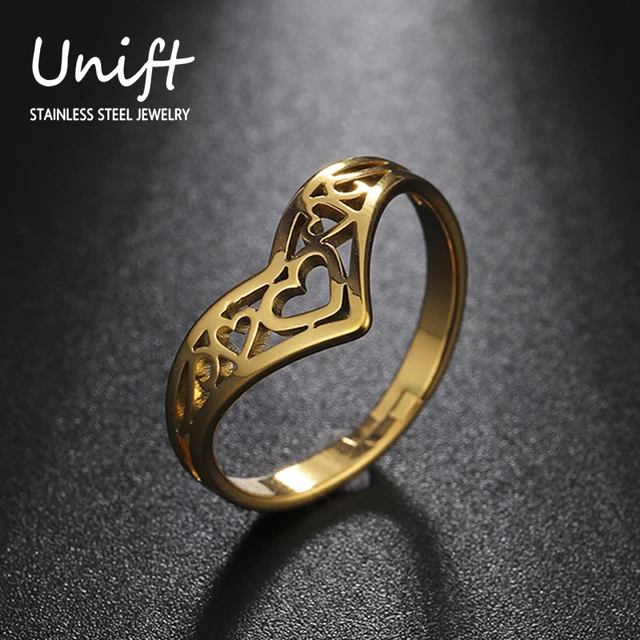 Buy Modern Light Weight Round Shape Adjustable Gold Finger Rings Designs  for Women