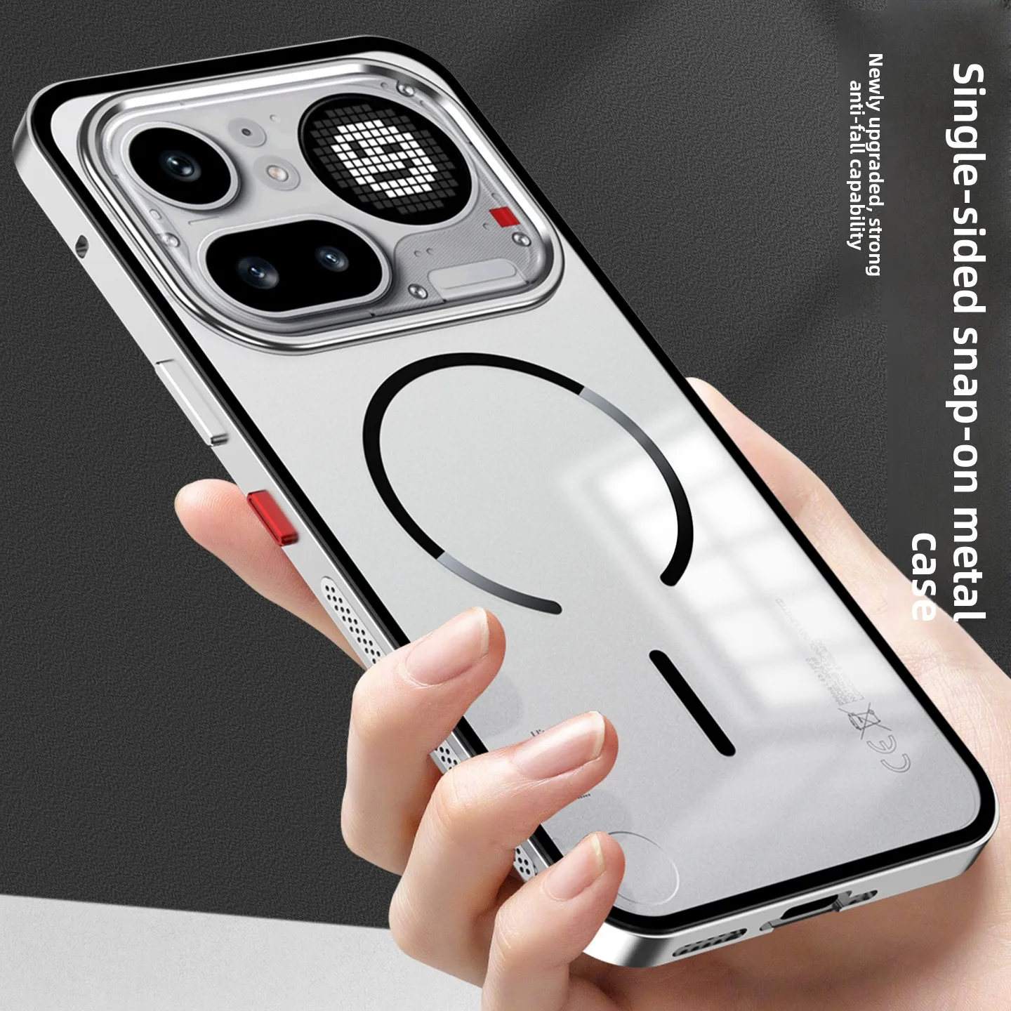 Sleek Magnetic Protective Case with Metal Back Plate and Acrylic Cover