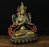 Tibet Buddhism Bronze Brass Louts 4 arms Chenrezig Buddha Statue Sculpture Q 3