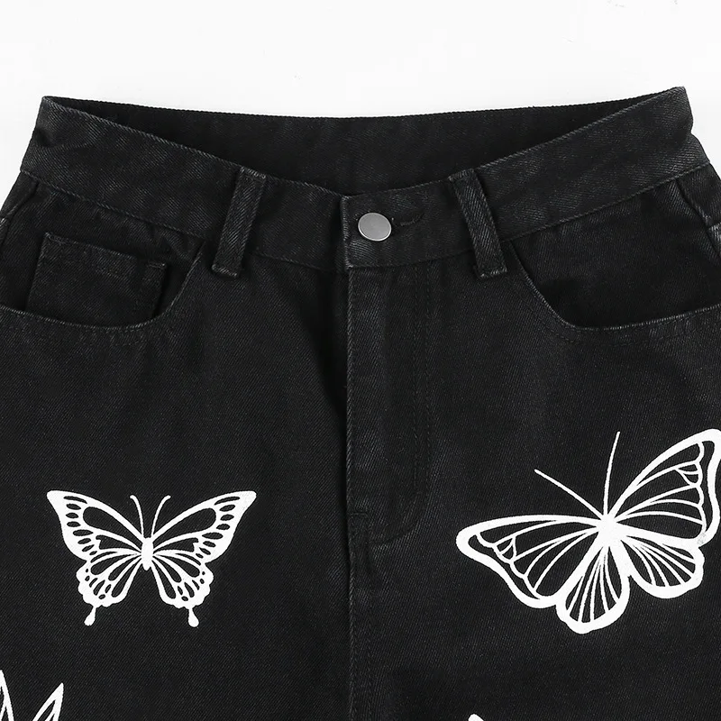 Calça Jeans Menina Borboleta - Cintura Elástica, Modelo Rasgado, Pernas Largas