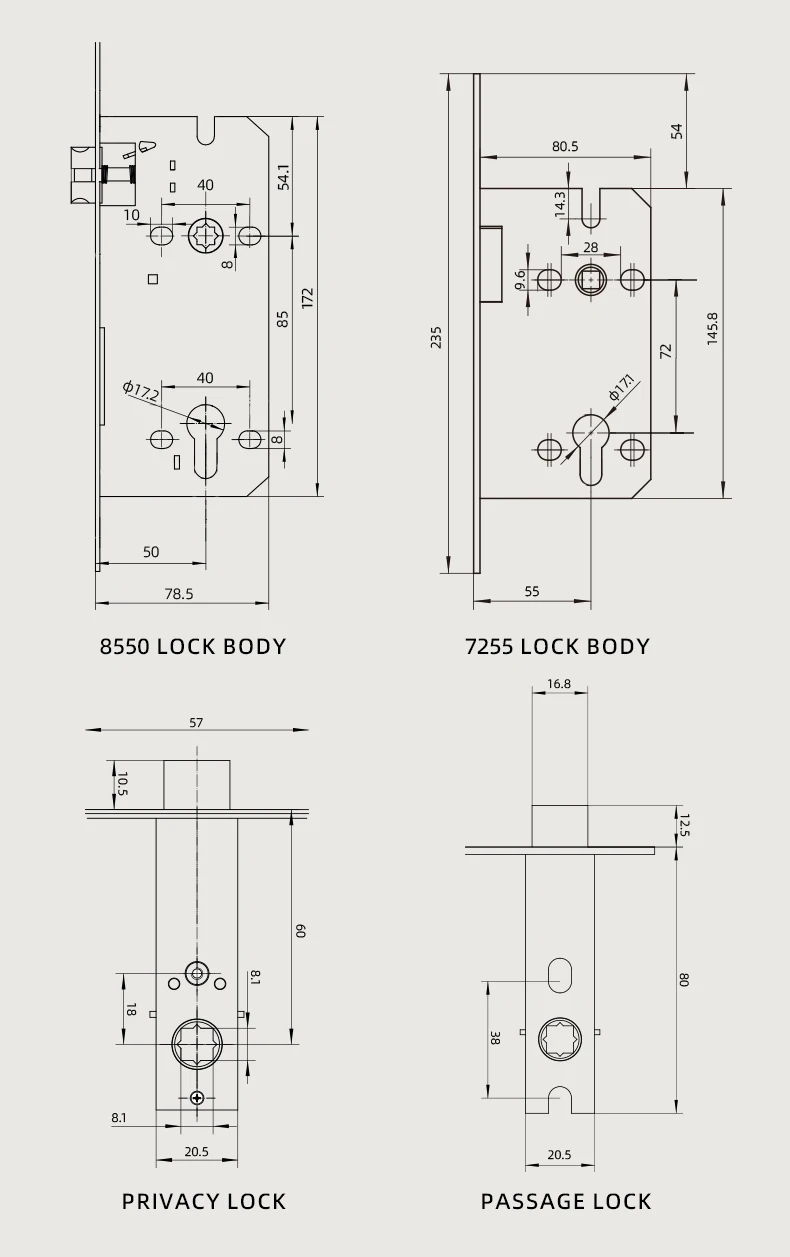Dooroom Messing-Streifen-Türschloss-Set, modernes Innenbereich, lineare Hardware, Schlafzimmer, Wohnzimmer, Badezimmer – Detail 5