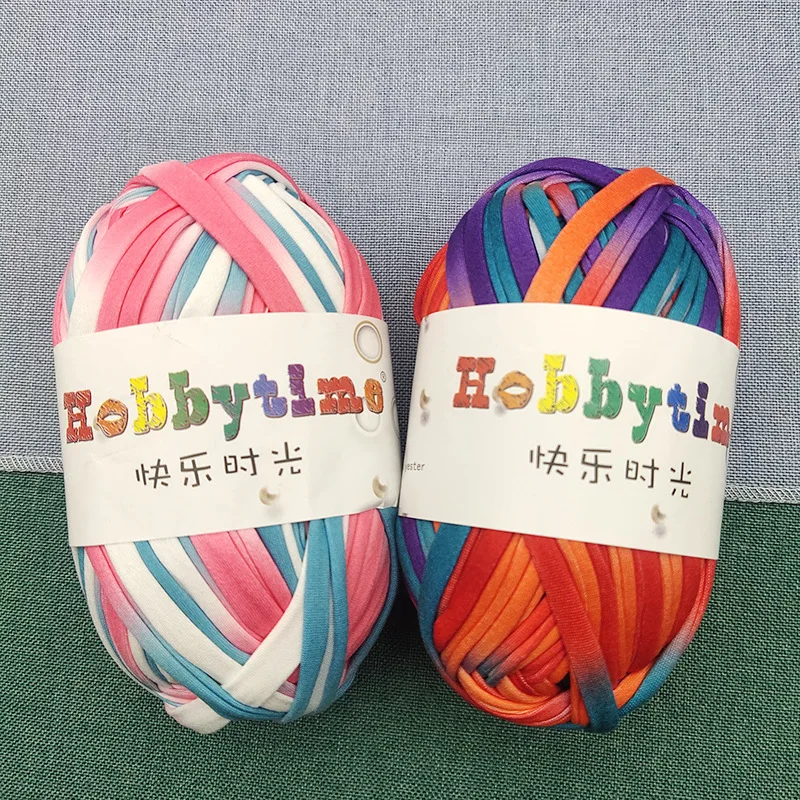 100g Cloth Fabric Strip Yarn Hand Knitting DIY Crochet Yarn for Crocheted Bag Mat Weaving Thread Cotton Yarn Woven Carpet Wool 2