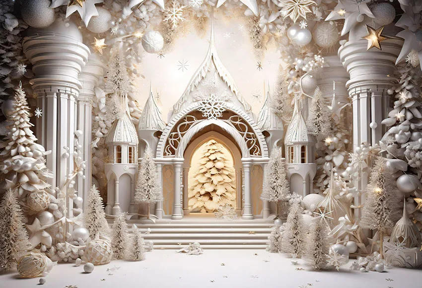 Mehofond Fotografia Fundo Natal Arco Porta Neve Festa Xmas Tree Família Retrato Decor Backdrop Photo Studio Criança - Image 2