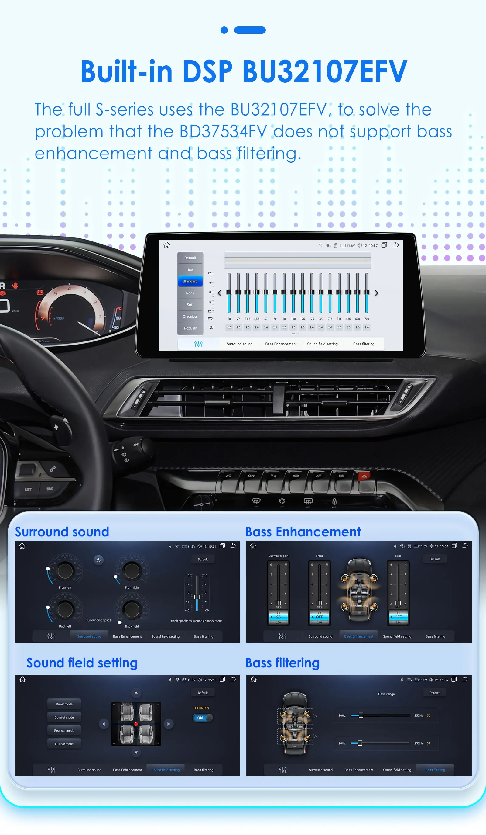Reproductor Multimedia con pantalla QLED de 10,33 pulgadas para coche, Radio Estéreo Universal, 2 Din, inalámbrico, Carplay, Android, Panel desmontable, GPS, BT, DSP 5