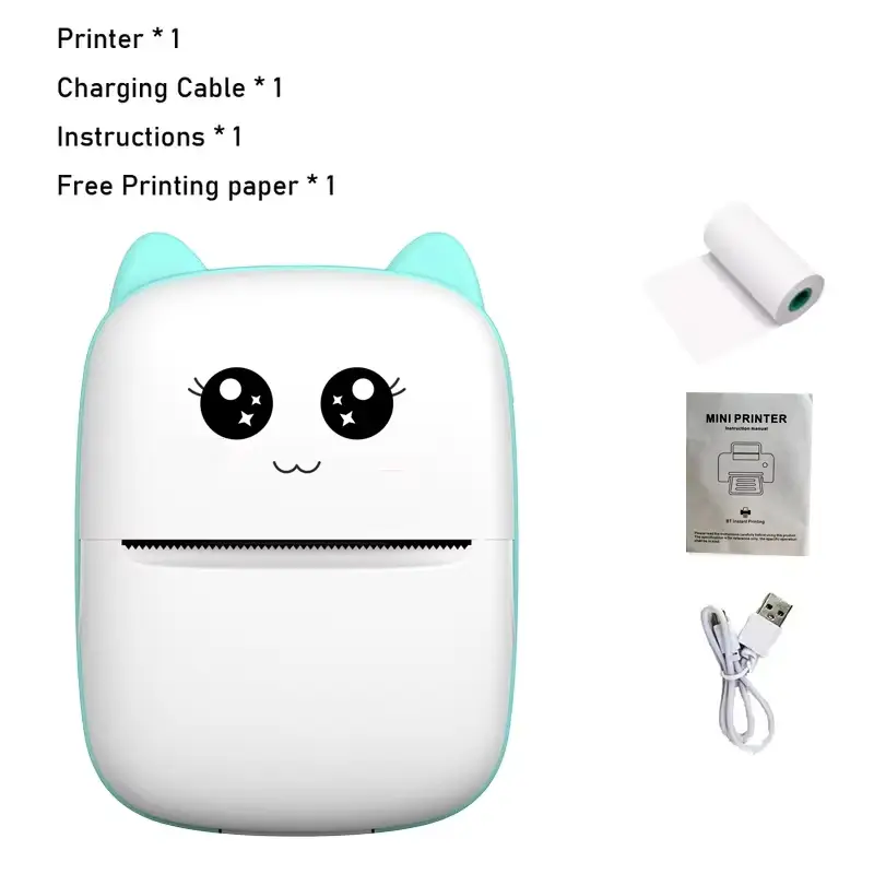 Portable thermal printer mini cat print photo pocket thermal label printer 58mm printing wireless Bluetooth Android iOS printers - Image 9