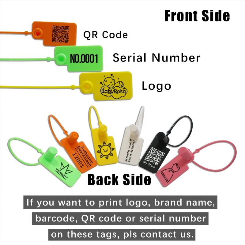 Custom Logo Sneaker Tag - Personalized Plastic Seals for Garments and Shoes, Set of 100