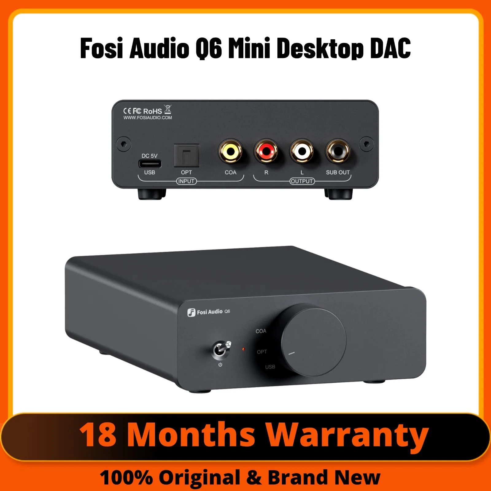 Fosi Audio Q6 Mini DAC - USB-C Digitaal Naar Analoog Audio Converter - View #2