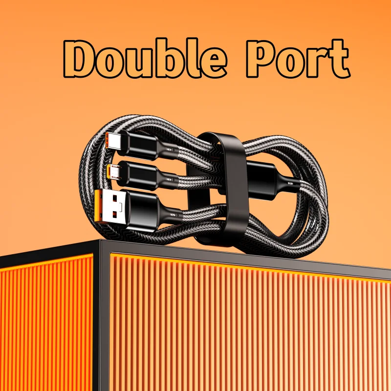 Universal 2-in-1 Fast Charging Cable with Triple Connectors