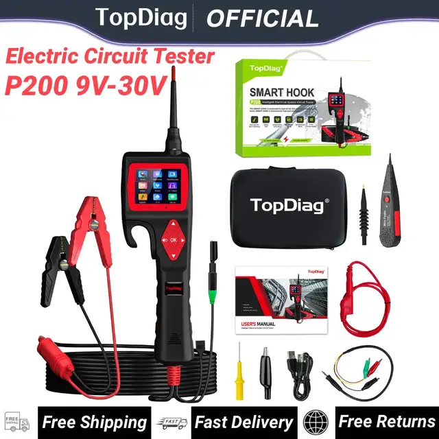 Topdiag P200 قوة التحقيق السيارات جهاز فحص الدائرة الكهربائية 9 فولت-30 فولت بطارية التتابع حاقن تفعيل أداة تشخيص السيارة