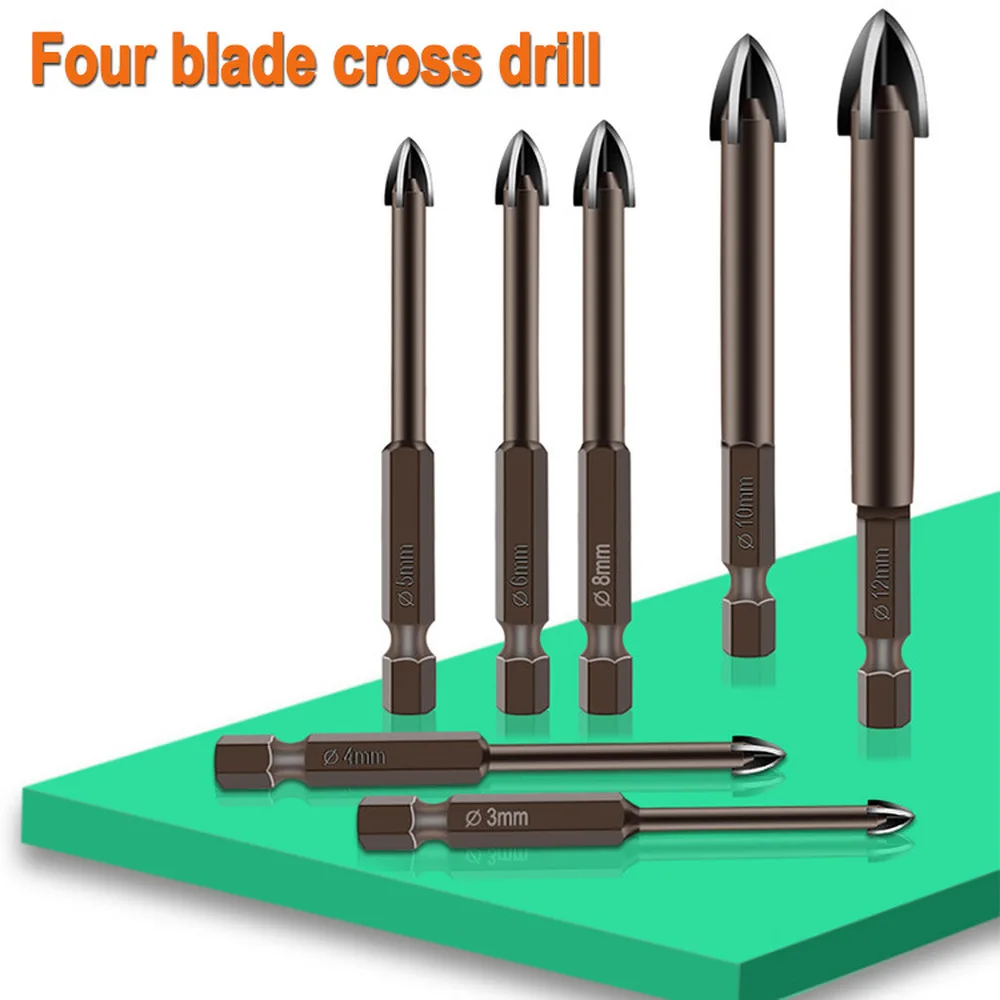 drill bits cross hex tile bits glass ceramic concrete hole opener alloy triangle drill size 3/4/5/6 mm glass bits