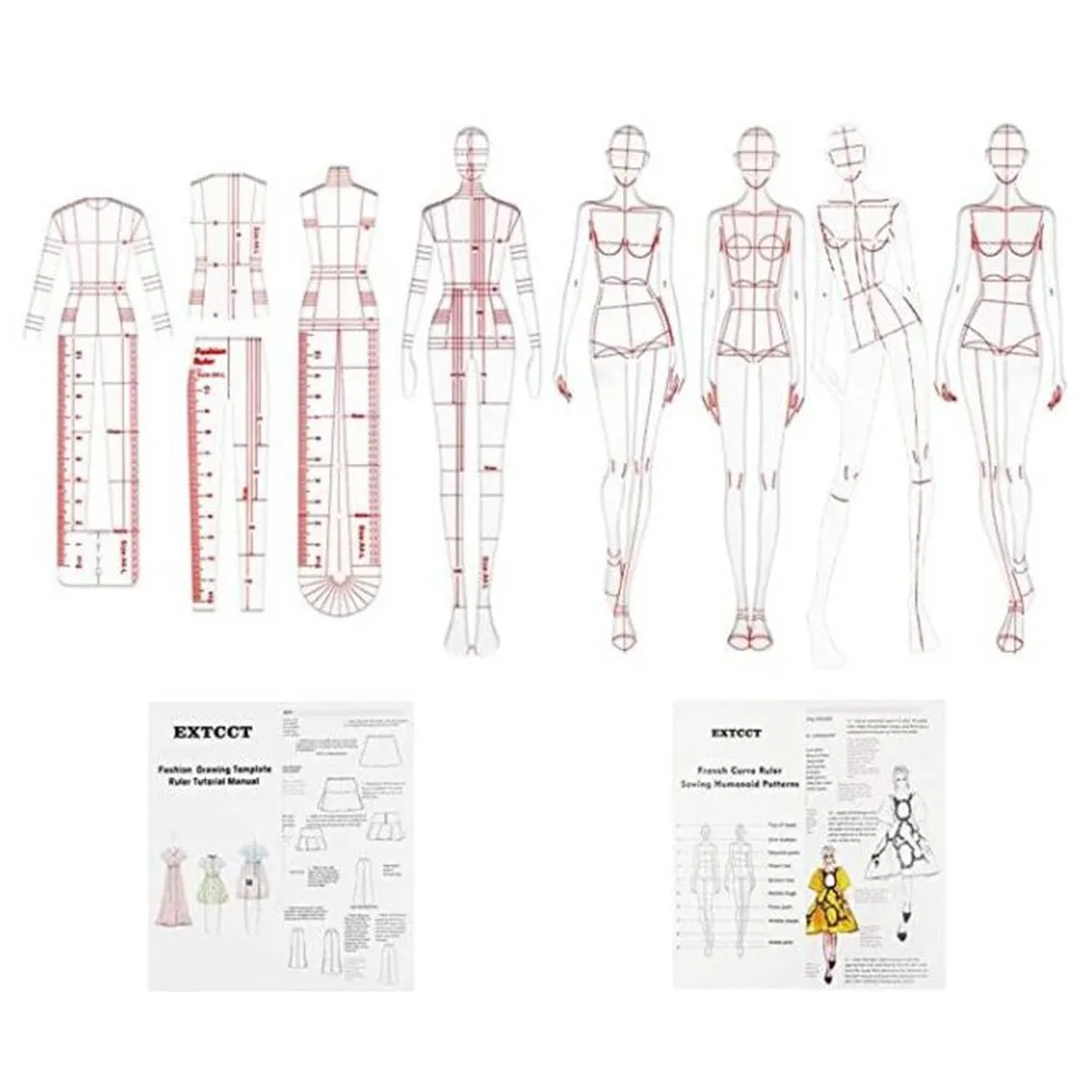 Fashion Illustration Ruler Template Ruler Figure Sewing Design Proportion Costume Designing Tools Designer Drawing Accessories sewing template