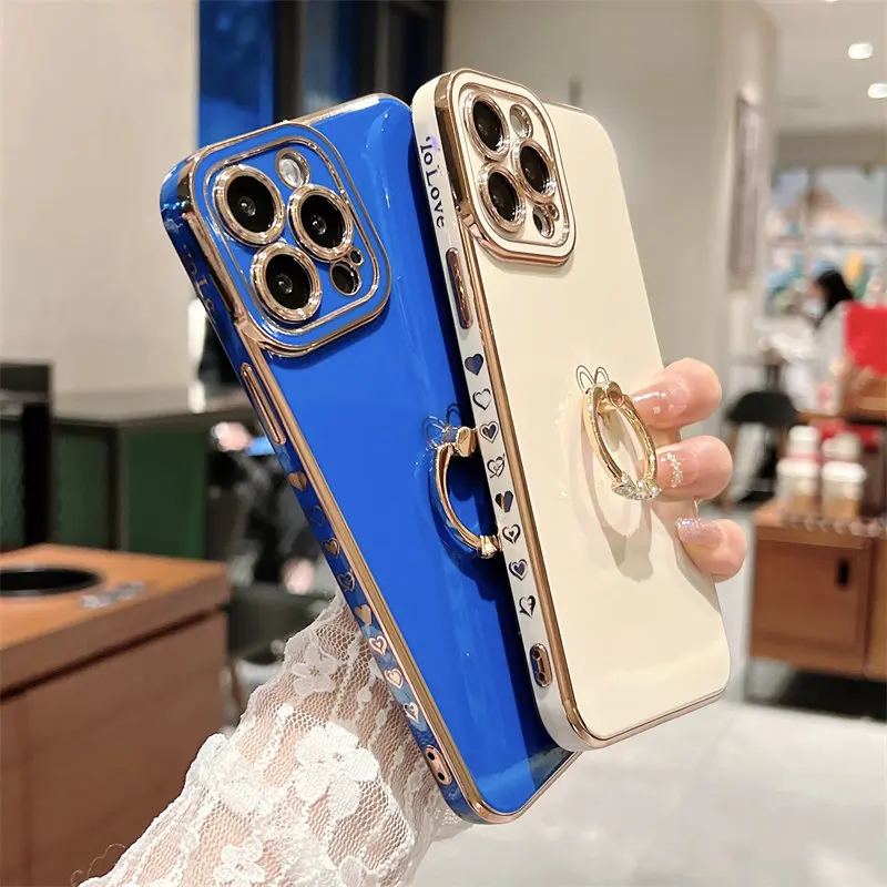iphone 11 Pro Max  case Soft Electroplated Side Love Heart Phone Case For iPhone 11 12 13 Pro Max XS X XR 7 8 Plus SE 2020 11 Ring Silicone Cases Cover iphone 11 Pro Max clear case