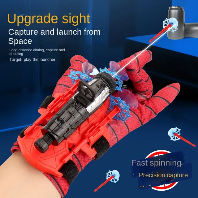 Set De 2 Gants Lanceur Spider – Avec 6 Fléchettes Ventouses – Cosplay Héros – Jeu De Rôle Enfant – Cadeau Anniversaire
