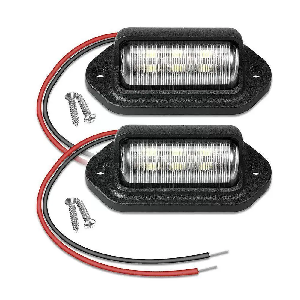 2PCS 6 LED Car License Number Plate Light For SUV Truck Trailer Van Tag Step Lamp White Bulbs Car Products License Plate Lights - избранное