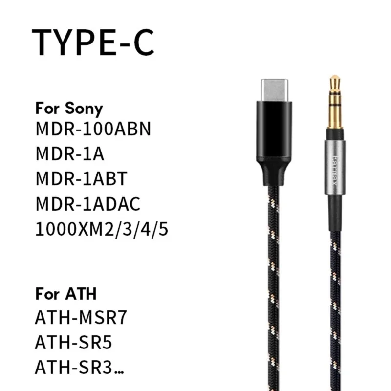 Headphone Wire Nylon Braided Cable for SONY MDR-1A 1000XM3 XM4