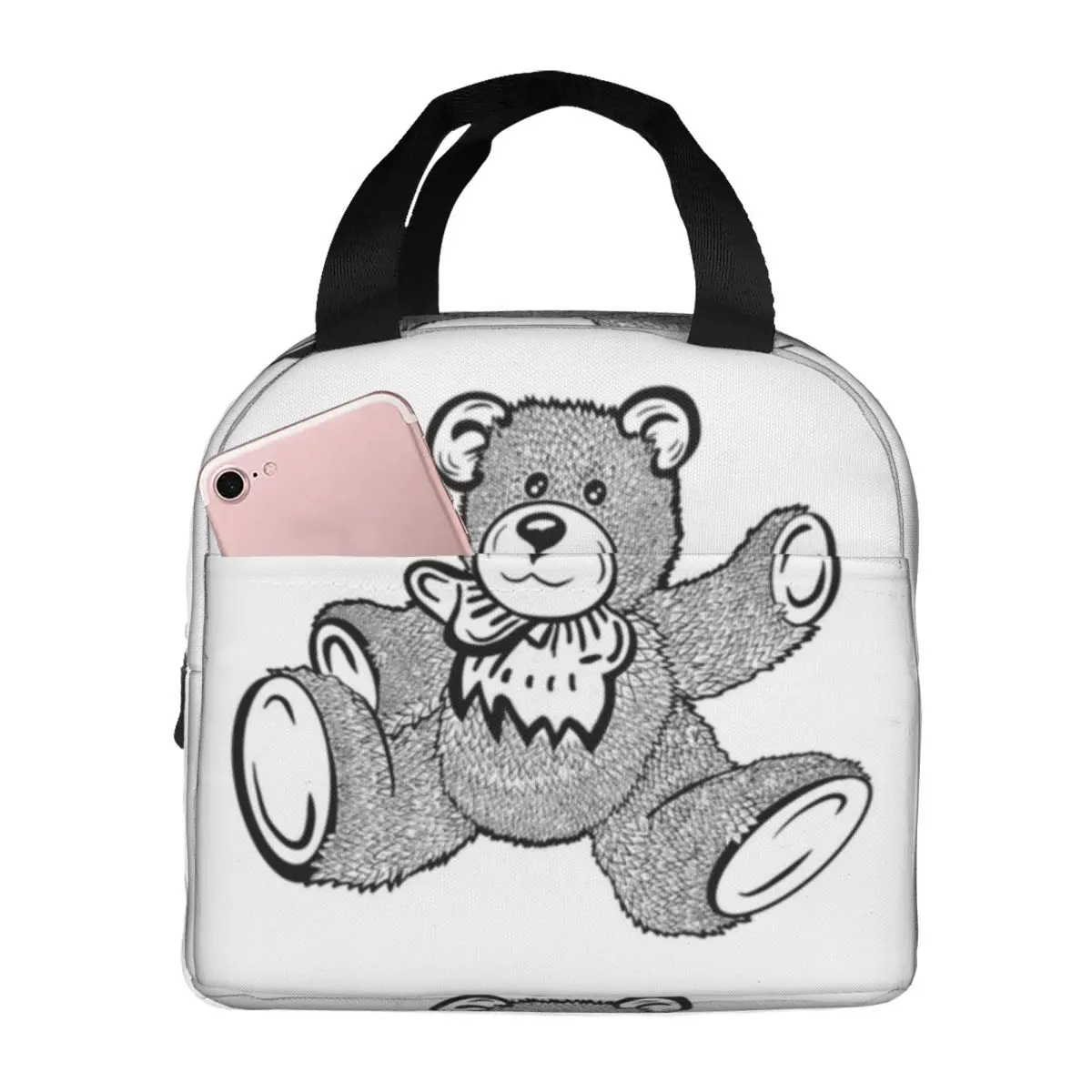

Термоизолированная сумка для обеда Teddy Bear, изолированная сумка для бенто, многоразовые мешки для хранения еды, Портативная Сумка-тоут для обеда, коробка для работы для учеников