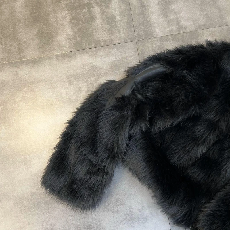 Fur Coat 2023 New Autumn And Winter Women Jacket Lady Parka Black White