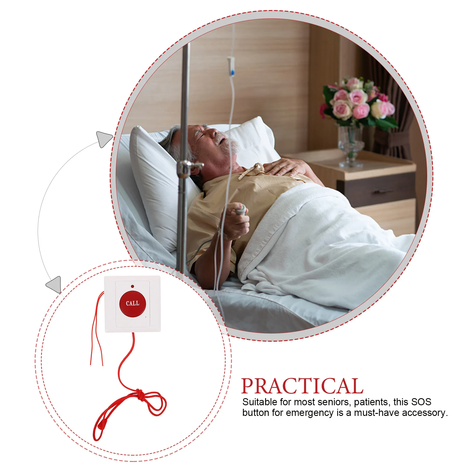 Wall Mount Emergency Rope Sos Alarm Button For Elderly Patient Call Help Switch Panel Pager Alert Device Plastic