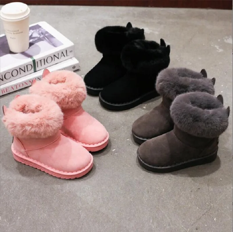 

Теплые зимние Нескользящие ботинки для девочек, короткие ботинки принцессы с бархатной подкладкой, теплая детская хлопковая обувь для мальчиков