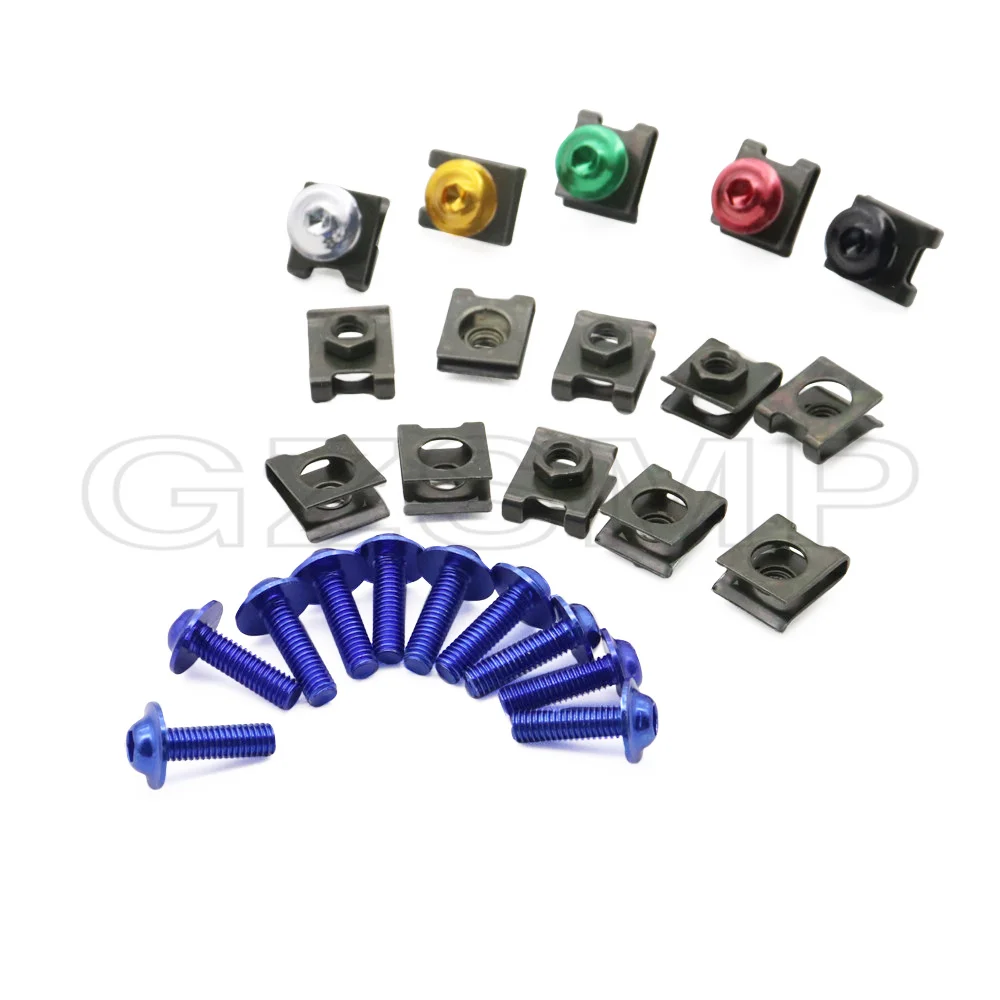 

10pcs Motorcycle Scooter ATV Moped Screw Bolt and U Type Clips with Nut M6 Fairing Bolts Fastener Clips Screw Metal Nuts Bolt