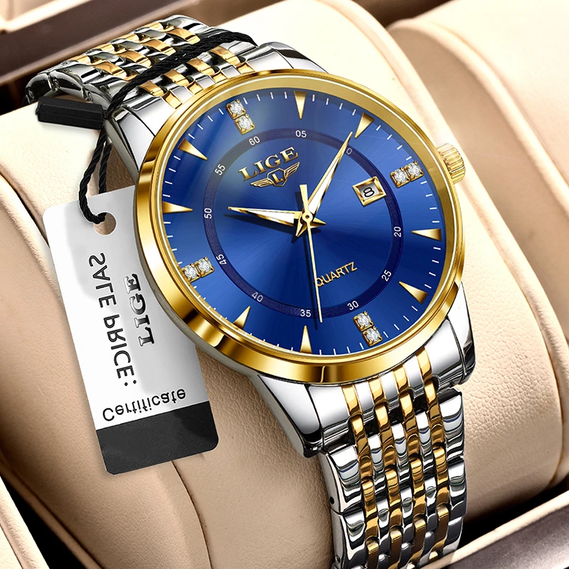 LIGE New Gold Watch Women Watches Ladies Creative Steel Women's Bracelet Watches Fashion Waterproof Chronograph Relogio Feminino