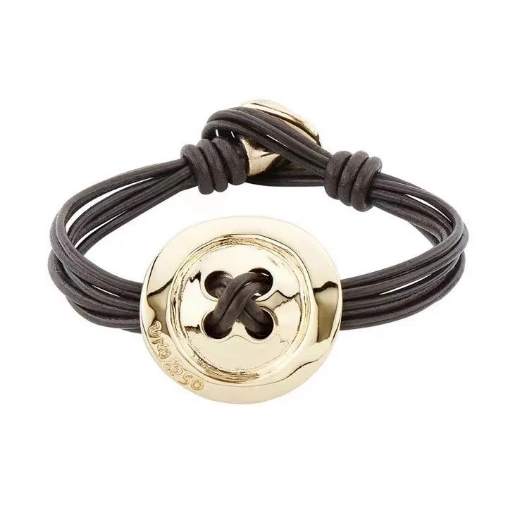 

Leather alloy bead Bracelet, Silver clasp, with logo, wholesale, new 2021, European fashion gift