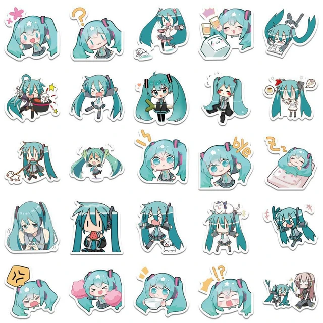 40/50/65pcs Cartoon Cute Kawaii Hatsune Miku Hand Account Sticker - Sticker  - AliExpress