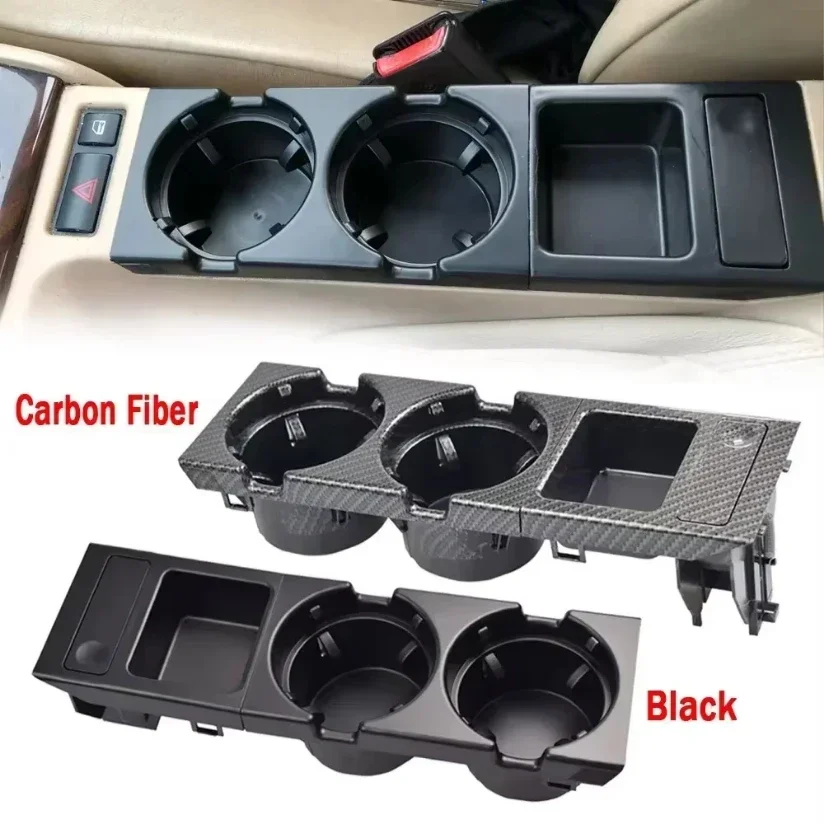 VIKEFON 자동차 블랙/카본 파이버 센터 콘솔 물컵 홀더 음료 병 홀더 코인 트레이 BMW 3 시리즈 E46 323i 318i 용