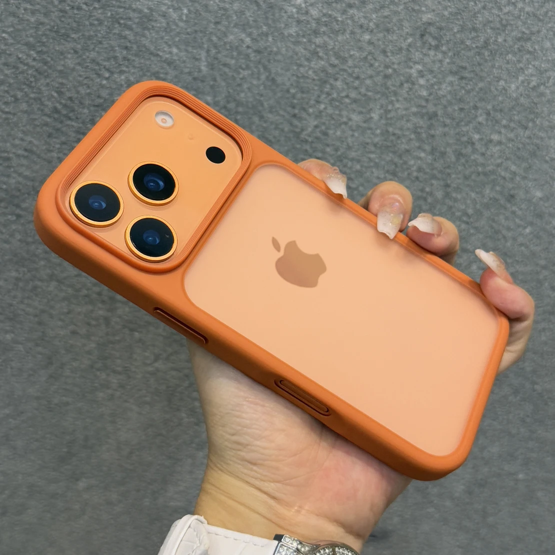 Luxury Orange Shield Matte Magnetic Transparent Phone Case For