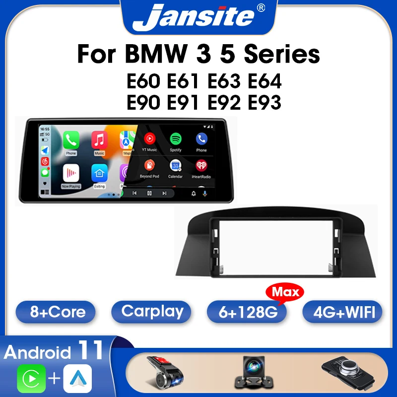 

Jansite 10.33" Android 12.0 Car Radio For BMW 3 5Series E60 E61 E63 E64 E90 E91 E92 E93 CCC 2Din 4G Carplay Headunit Auto WIFI