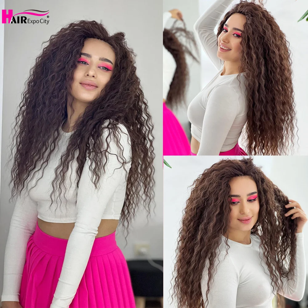 Ariel Curl Deep Wave Braiding Hair Extension Natural Synthetic African Afro Hair Water Twist Crochet Braids Hair Expo City 6
