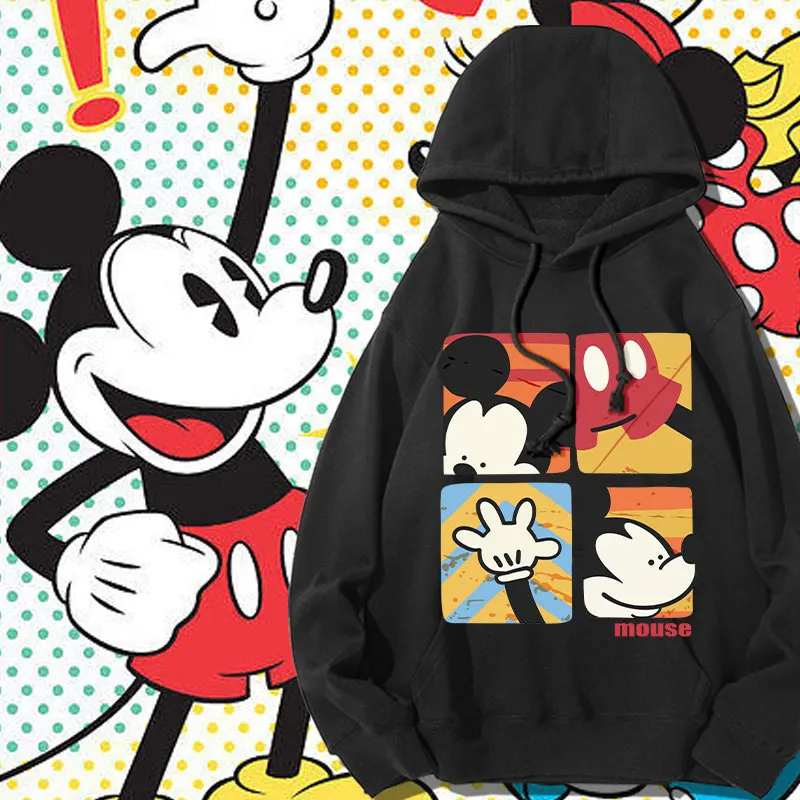 

Disney Mickey Mouse hoodie women's hoodie 2024 new fall American retro Mickey print clothing trend