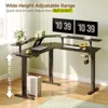 Standing Desk L Shaped with LED Light and Power Outlet, Electric Height Adjustable Desk with Monitor Stand, Sit Stand Up Desk 4