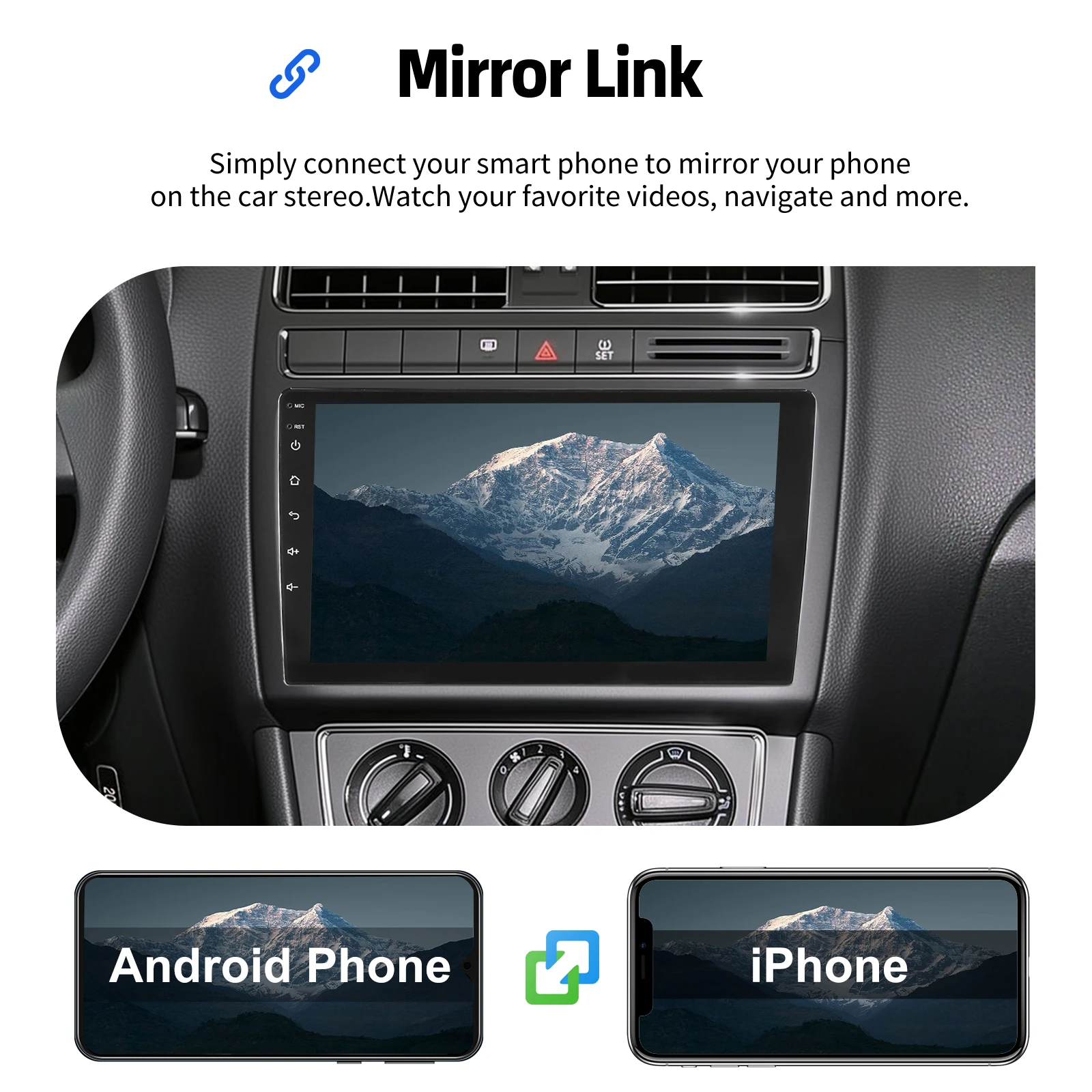 Autoradio ESSGOO Android 15 9 Zoll 64G für VW Polo MK5 6R 6C 2011-2016 Drahtloses CarPlay Android Auto GPS Navigation WIFI RDS Lenkradsteuerung Bluetooth FM Mirror Link KI-Stimme ChatGPT IPS Touchscreen – Detail 15