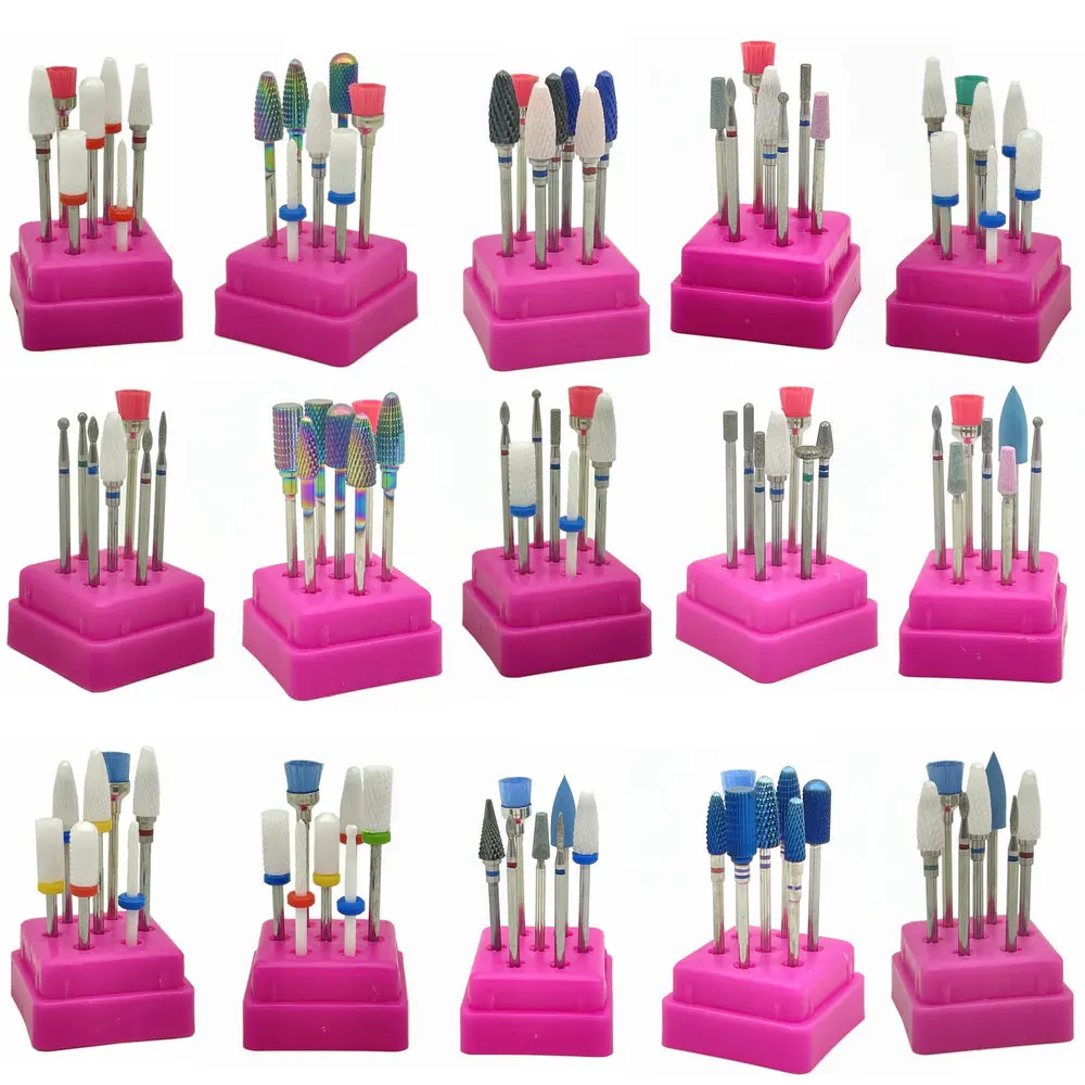 Nail Drill Bits Set 7Pcs IN Box Rainbow Tungsten Carbide/Ceramic Manicure Machine Accessories Milling Cutter Electric Nail File nail drill bit nail drill bits nail drill set nail manicure accessories nail drill kit nail file set