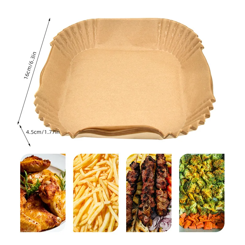 16cm Square Air Fryer Paper Disposable Steamer Liners Kitchen Bakeware