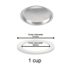 Silicone Rubber Gasket Seal for Espresso Moka Pot Coffee Makers (1 cup sieve)