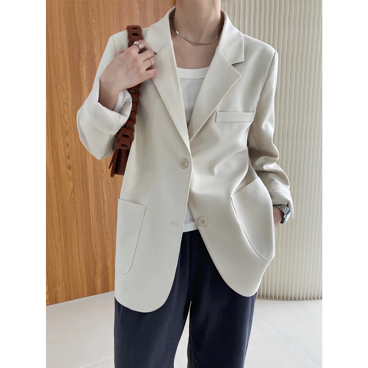 

TIFICY Autumn New Korean Loose Long Sleeve Blazer Women's Office Lady Fashion Design Suit Jacket Top