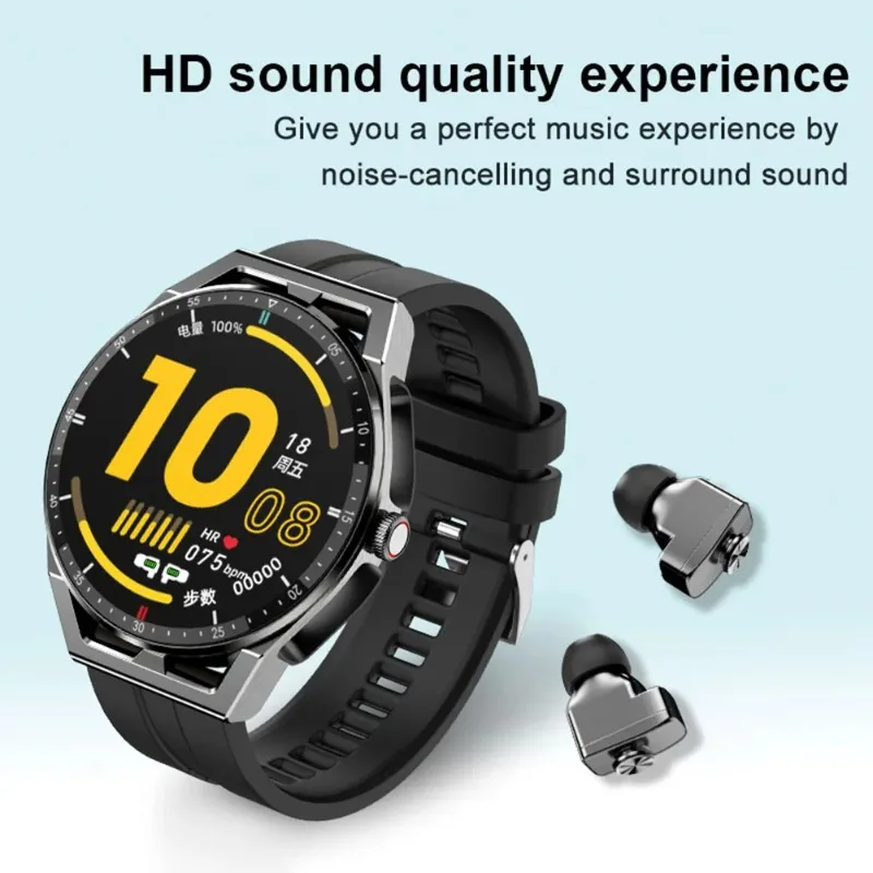 

Watch 2-in-1 Smartwatch IP66 Water Resistant with TWS Wireless Headset Heart Rate Monitor Blood Oxygen Monitor Bluetooth Calling