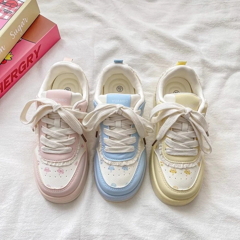 Cute Cartoon Print Sneakers for Girls Breathable School Shoes