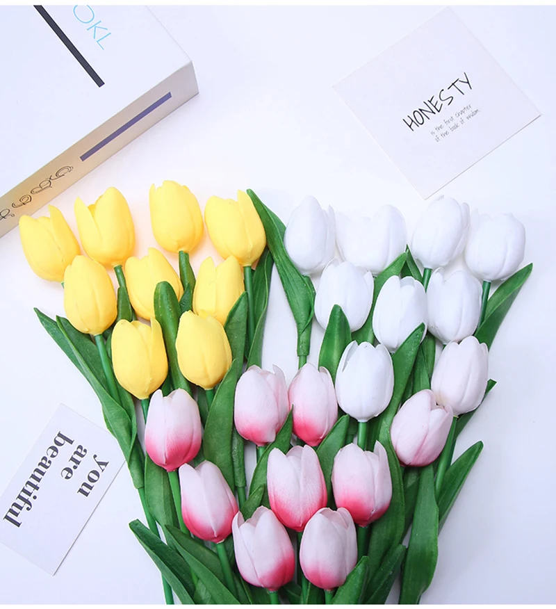32pc Pu Tulip Fleurs Silikonowe Wedding Decoration Fake Artificial Flowers Цветы Для Декора Artificielles Tulipany