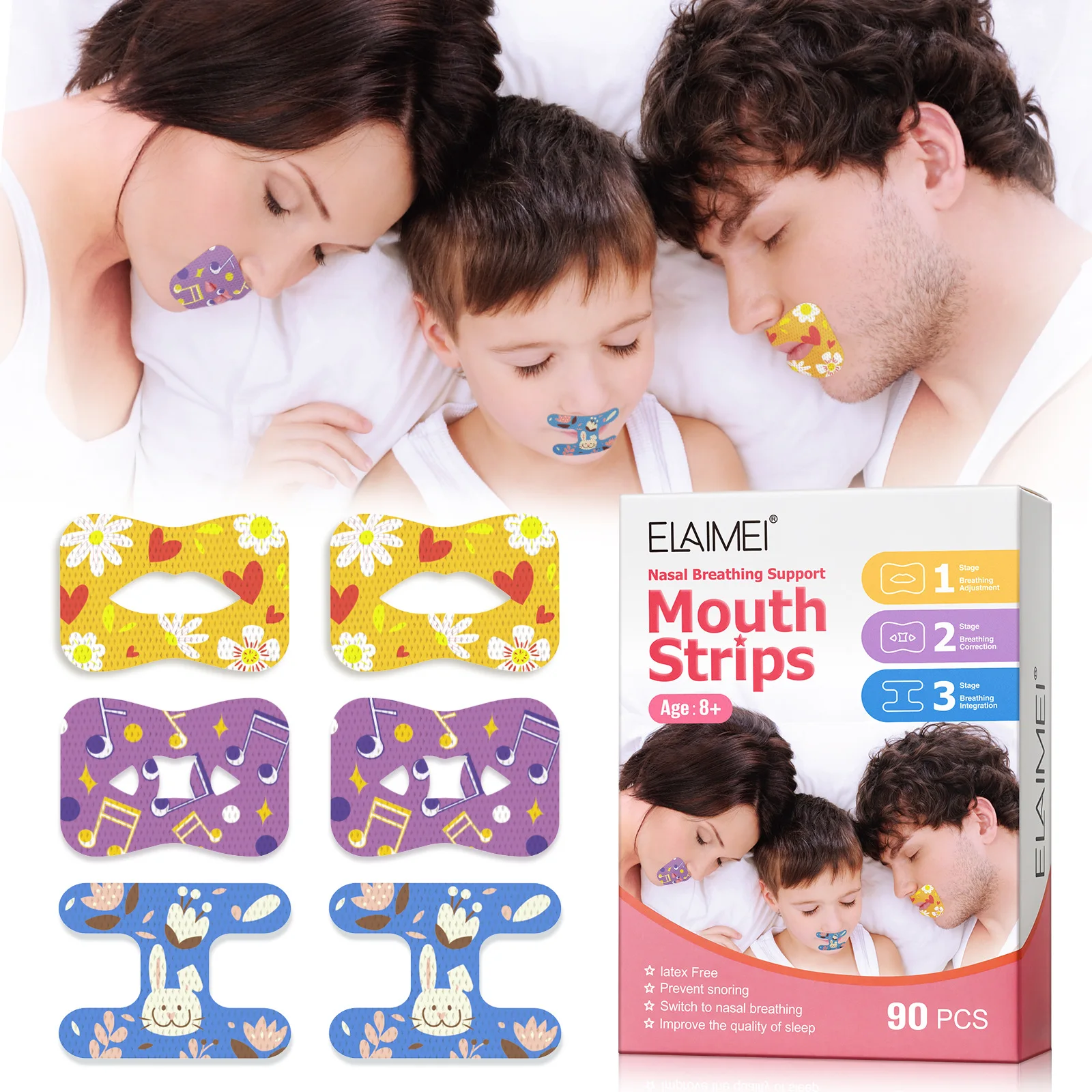 3 Stages Kids Mouth Closure Strips Adult Sleeping Anti-snoring Sticker Kids Anti Snore Patches Adult Mouth Closure Tape