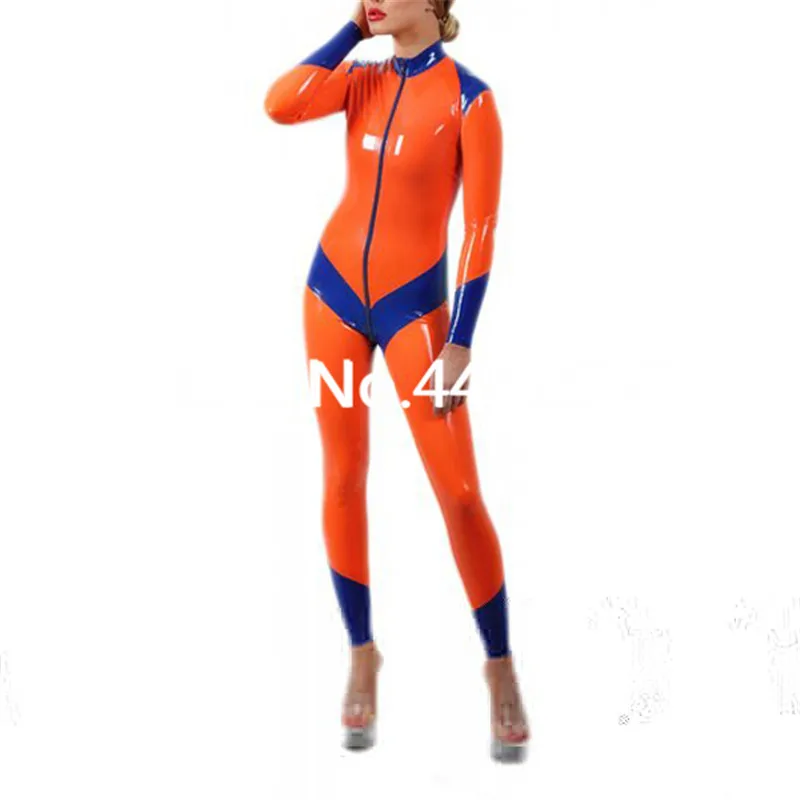 

Latex Tight Costumes Latex Catsuit For Girls Front Zip 100% Latex Rubber Bodysuit NO SOCKS halloween costumes for women