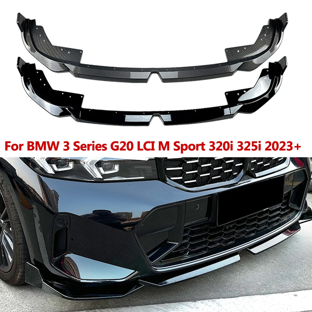 Car Front Bumper Splitter Lip Body Kit Spoiler Diffuser For BMW 3 Series G20 LCI M Sport 320i 325i 2023+ Car Exterior Parts